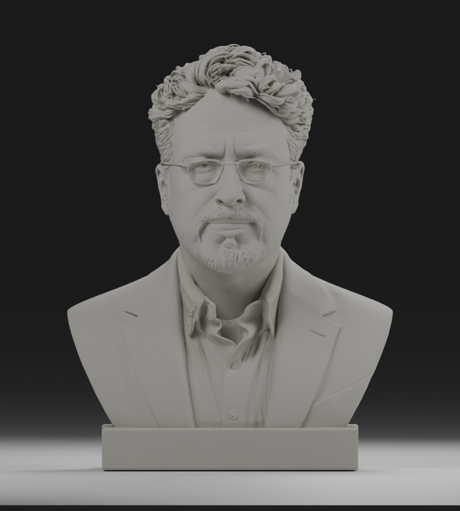 Vista frontal del segundo modelo 3D de Lino Romero, en revisión